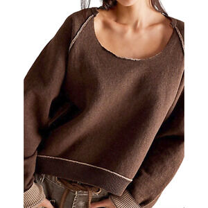 Free People We The Free Midnight Brown Pullover Sweatshirt Women's Size S